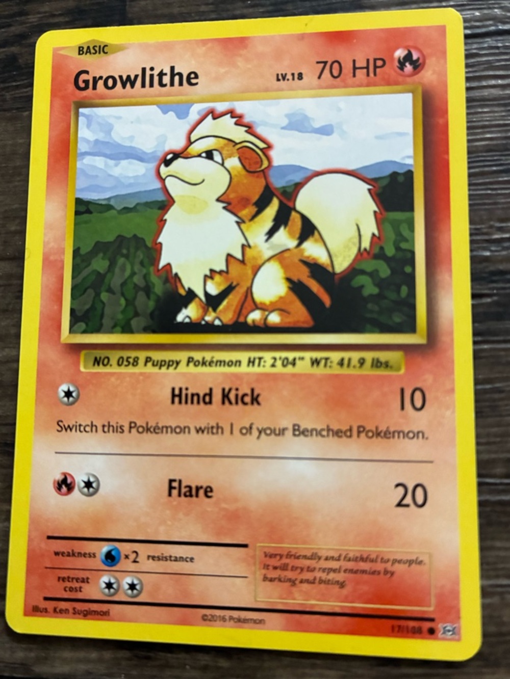 Growlithe Trading Card - 70 HP - Basic
